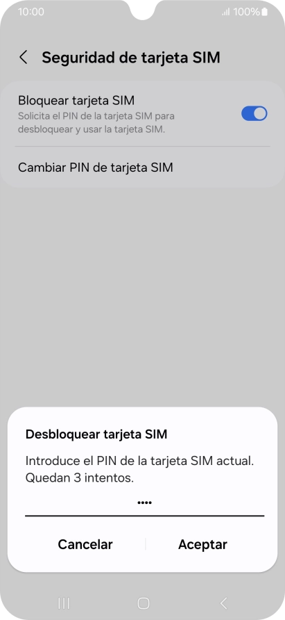 Introduce tu código PIN y pulsa Aceptar. Introduce tu código PIN y pulsa Aceptar.