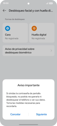 Pulsa Siguiente y sigue las indicaciones de la pantalla para crear un código de seguridad del teléfono adicional. Pulsa Siguiente y sigue las indicaciones de la pantalla para crear un código de seguridad del teléfono adicional.