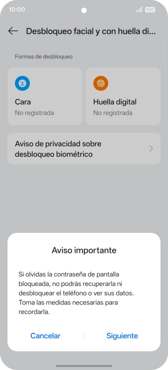 Pulsa Siguiente y sigue las indicaciones de la pantalla para crear un código de seguridad del teléfono adicional. Pulsa Siguiente y sigue las indicaciones de la pantalla para crear un código de seguridad del teléfono adicional.