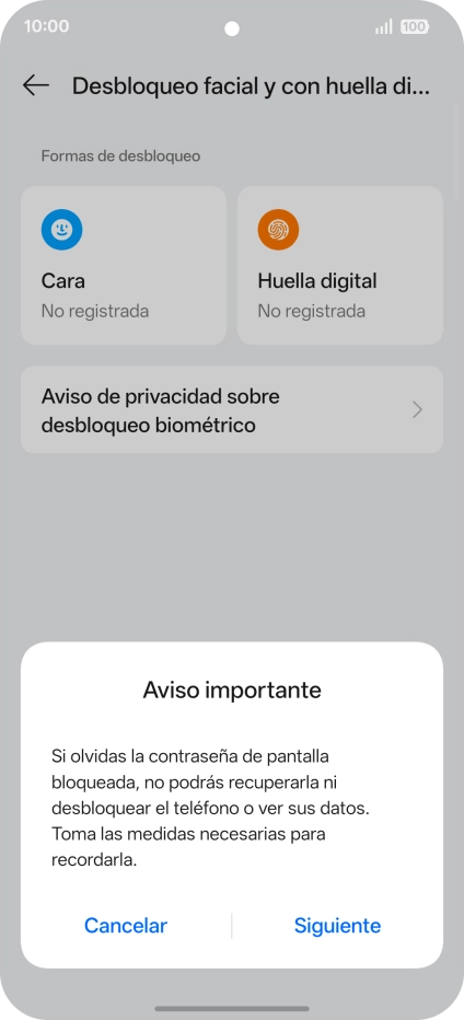 Pulsa Siguiente y sigue las indicaciones de la pantalla para crear un código de seguridad del teléfono adicional. Pulsa Siguiente y sigue las indicaciones de la pantalla para crear un código de seguridad del teléfono adicional.