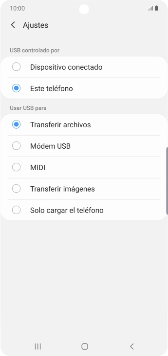 Pulsa Transferir archivos para activar la función. Pulsa Transferir archivos para activar la función.