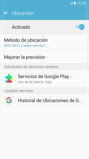 Pulsa Método de ubicación. Pulsa Método de ubicación.