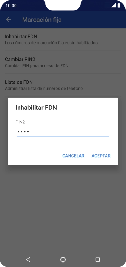 Introduce el código PIN2 y pulsa ACEPTAR. Introduce el código PIN2 y pulsa ACEPTAR.