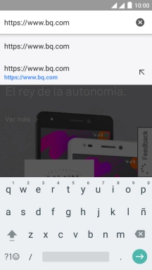 Introduce la dirección de la página web deseada y pulsa la flecha hacia la derecha.