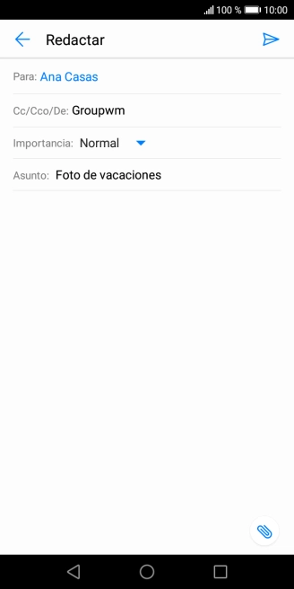 Pulsa en el campo de escritura y escribe el texto del correo electrónico. Pulsa en el campo de escritura y escribe el texto del correo electrónico.