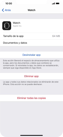 Pulsa Desinstalar app.