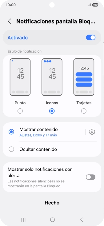 Pulsa los ajustes deseados para activarlos o desactivarlos. Pulsa los ajustes deseados para activarlos o desactivarlos.