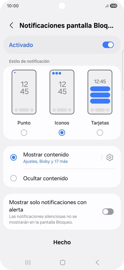 Pulsa los ajustes deseados para activarlos o desactivarlos. Pulsa los ajustes deseados para activarlos o desactivarlos.