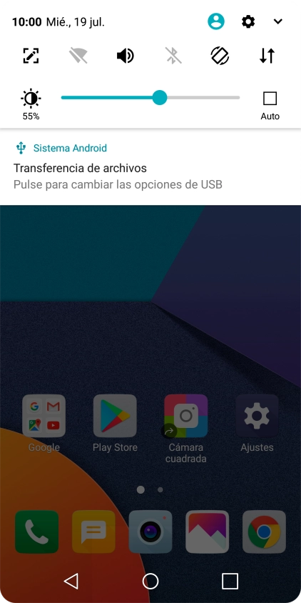 Pulsa el icono de USB. Pulsa el icono de USB.
