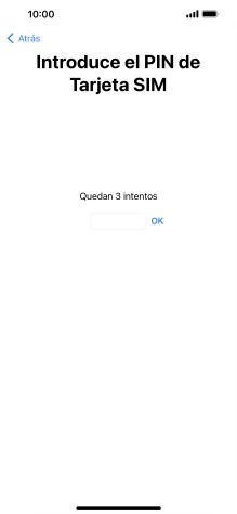 Si es necesario desbloquear la tarjeta SIM, introduce el código PIN y pulsa OK. Si es necesario desbloquear la tarjeta SIM, introduce el código PIN y pulsa OK.