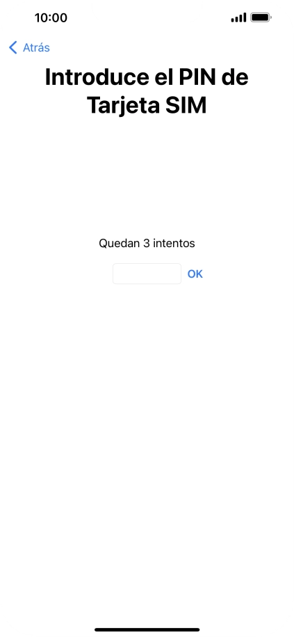Si es necesario desbloquear la tarjeta SIM, introduce el código PIN y pulsa OK. Si es necesario desbloquear la tarjeta SIM, introduce el código PIN y pulsa OK.