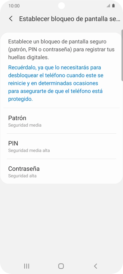 Pulsa el código de seguridad deseado y sigue las indicaciones de la pantalla para crear un código de seguridad del teléfono adicional. Pulsa el código de seguridad deseado y sigue las indicaciones de la pantalla para crear un código de seguridad del teléfono adicional.