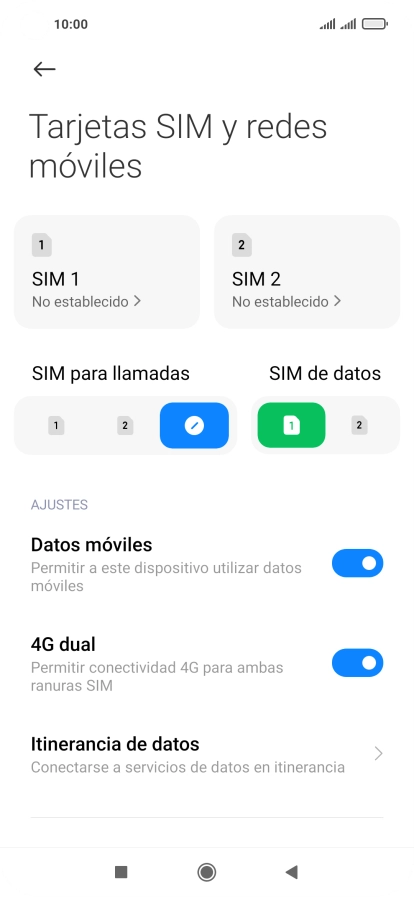 Pulsa Itinerancia de datos. Pulsa Itinerancia de datos.