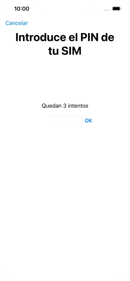 Si es necesario desbloquear la tarjeta SIM, introduce el código PIN y pulsa OK. Si es necesario desbloquear la tarjeta SIM, introduce el código PIN y pulsa OK.