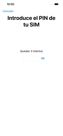 Si es necesario desbloquear la tarjeta SIM, introduce el código PIN y pulsa OK. Si es necesario desbloquear la tarjeta SIM, introduce el código PIN y pulsa OK.