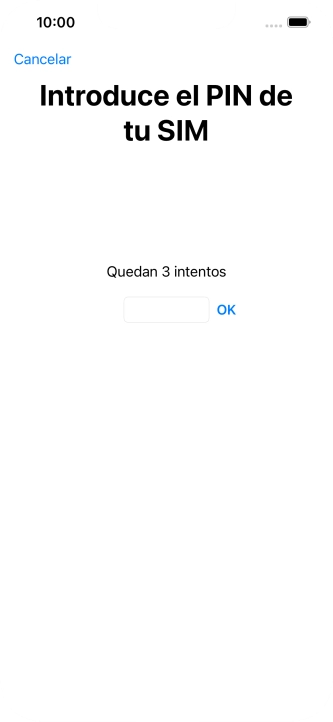 Si es necesario desbloquear la tarjeta SIM, introduce el código PIN y pulsa OK. Si es necesario desbloquear la tarjeta SIM, introduce el código PIN y pulsa OK.