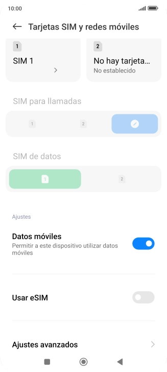 Pulsa el nombre de la tarjeta SIM. Pulsa el nombre de la tarjeta SIM.