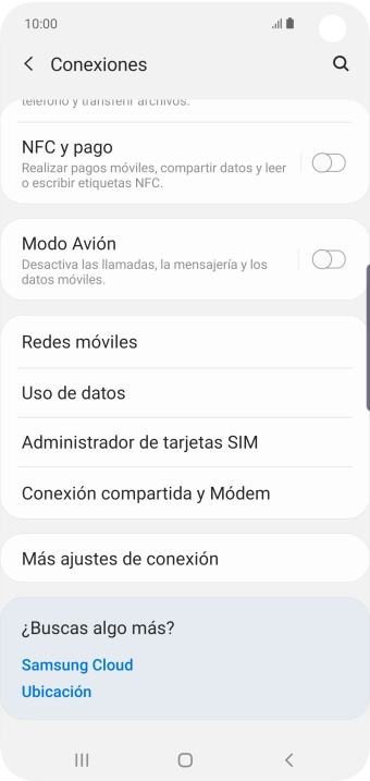 Pulsa Conexión compartida y Módem. Pulsa Conexión compartida y Módem.