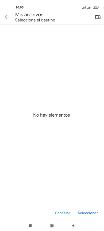 Si deseas crear una nueva carpeta, pulsa el icono de nueva carpeta y sigue las indicaciones de la pantalla para crearla. Si deseas crear una nueva carpeta, pulsa el icono de nueva carpeta y sigue las indicaciones de la pantalla para crearla.