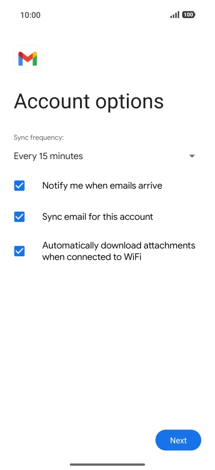 If this screen is displayed, you email account has been recognised and set up automatically. Follow the instructions on the screen to key in more information and finish setting up your email account.