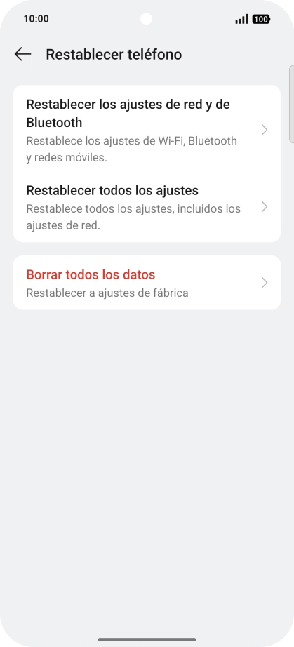 Pulsa Restablecer los ajustes de red y de Bluetooth.