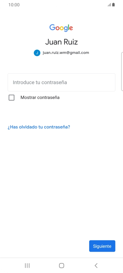 Pulsa Introduce tu contraseña e introduce la contraseña de tu cuenta de Google. Pulsa Introduce tu contraseña e introduce la contraseña de tu cuenta de Google.