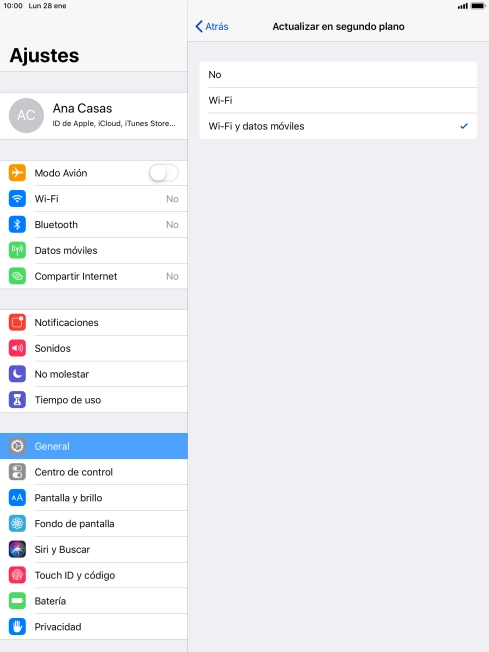 Para desactivar la actualización de apps en ejecución, pulsa No. Para desactivar la actualización de apps en ejecución, pulsa No.