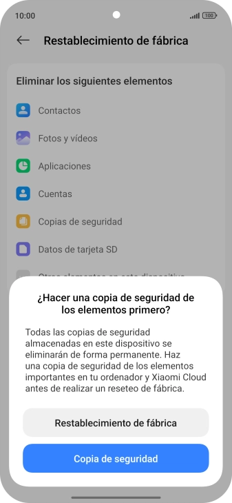 Pulsa Restablecimiento de fábrica. Pulsa Restablecimiento de fábrica.