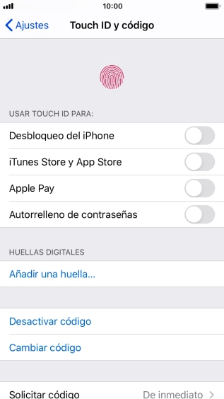 Pulsa Desactivar código e introduce el código de seguridad. Pulsa Desactivar código e introduce el código de seguridad.