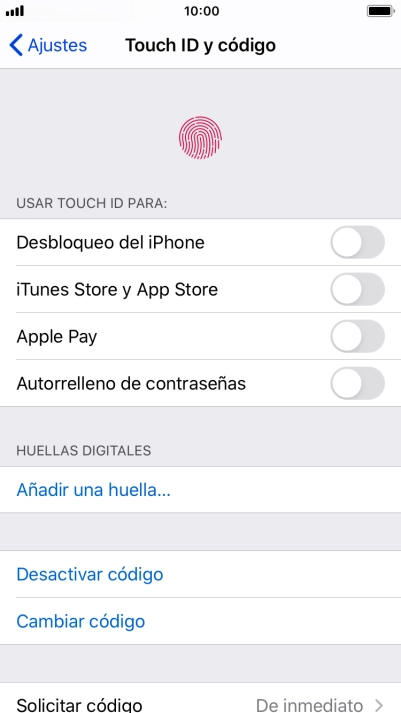 Pulsa Desactivar código e introduce el código de seguridad. Pulsa Desactivar código e introduce el código de seguridad.