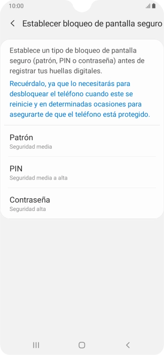 Pulsa el código de seguridad deseado y sigue las indicaciones de la pantalla para crear un código de seguridad del teléfono adicional. Pulsa el código de seguridad deseado y sigue las indicaciones de la pantalla para crear un código de seguridad del teléfono adicional.