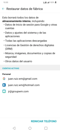 Pulsa REINICIAR TELÉFONO.