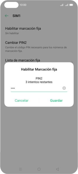 Introduce el código PIN2 y pulsa Guardar. Introduce el código PIN2 y pulsa Guardar.