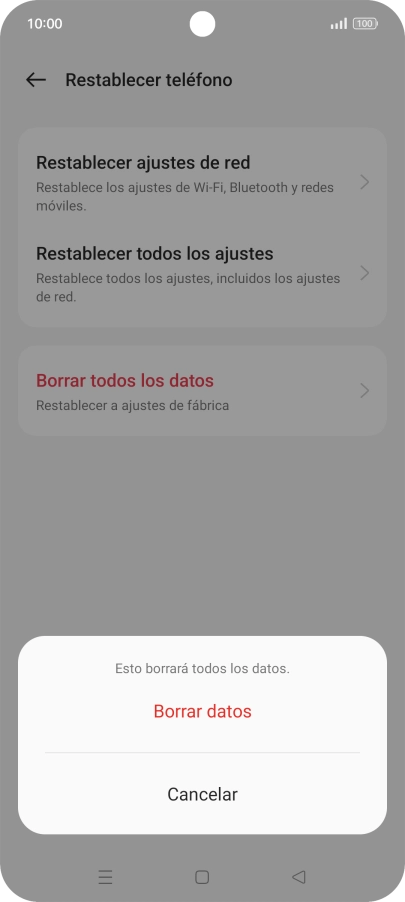 Pulsa Borrar datos. Pulsa Borrar datos.