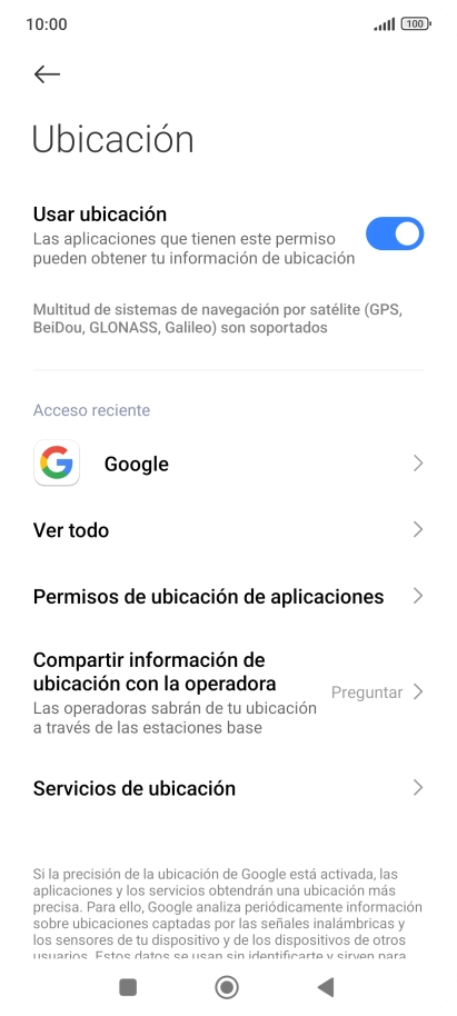 Pulsa Permisos de ubicación de aplicaciones. Pulsa Permisos de ubicación de aplicaciones.