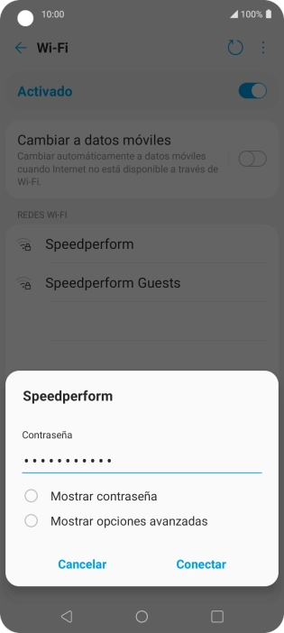 Introduce la contraseña de la red wifi y pulsa Conectar.