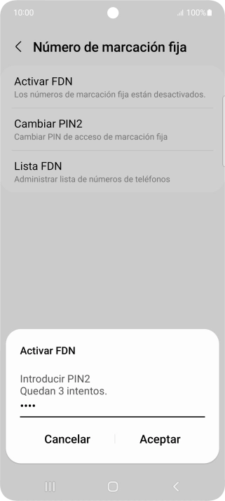 Introduce el código PIN2 y pulsa Aceptar. Introduce el código PIN2 y pulsa Aceptar.