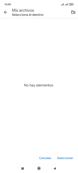 Si deseas crear una nueva carpeta, pulsa el icono de nueva carpeta y sigue las indicaciones de la pantalla para crearla. Si deseas crear una nueva carpeta, pulsa el icono de nueva carpeta y sigue las indicaciones de la pantalla para crearla.