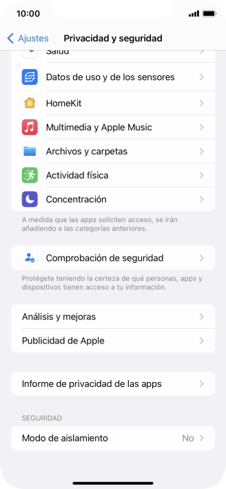 Pulsa Informe de privacidad de las apps. Pulsa Informe de privacidad de las apps.