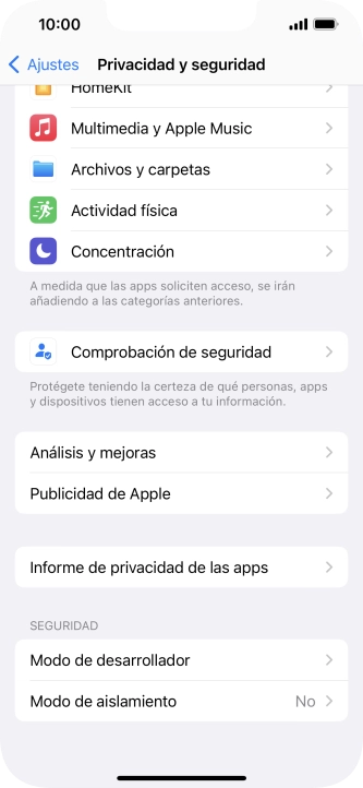 Pulsa Informe de privacidad de las apps. Pulsa Informe de privacidad de las apps.