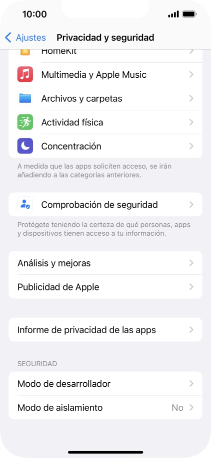 Pulsa Informe de privacidad de las apps. Pulsa Informe de privacidad de las apps.