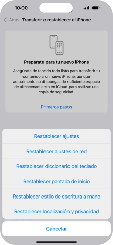 Pulsa Restablecer ajustes. Pulsa Restablecer ajustes.