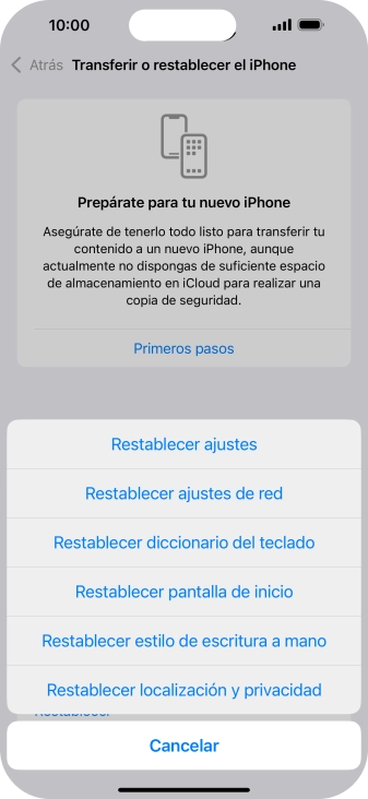 Pulsa Restablecer ajustes. Pulsa Restablecer ajustes.