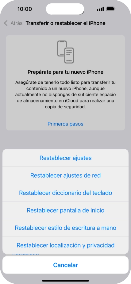 Pulsa Restablecer ajustes. Pulsa Restablecer ajustes.