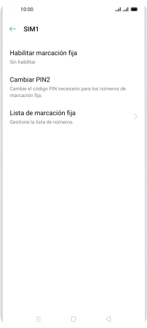 Pulsa Habilitar marcación fija. Pulsa Habilitar marcación fija.