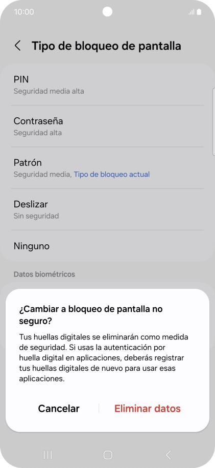 Pulsa Eliminar datos. Pulsa Eliminar datos.