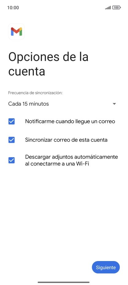 Si aparece en la pantalla esta imagen, tu cuenta de correo electrónico ha sido reconocida y configurada automáticamente. Sigue las indicaciones de la pantalla para introducir más información y terminar la configuración. Si aparece en la pantalla esta imagen, tu cuenta de correo electrónico ha sido reconocida y configurada automáticamente. Sigue las indicaciones de la pantalla para introducir más información y terminar la configuración.