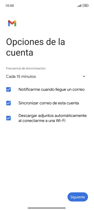 Si aparece en la pantalla esta imagen, tu cuenta de correo electrónico ha sido reconocida y configurada automáticamente. Sigue las indicaciones de la pantalla para introducir más información y terminar la configuración. Si aparece en la pantalla esta imagen, tu cuenta de correo electrónico ha sido reconocida y configurada automáticamente. Sigue las indicaciones de la pantalla para introducir más información y terminar la configuración.