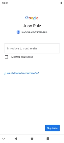 Pulsa Introduce tu contraseña e introduce la contraseña de tu cuenta de Google. Pulsa Introduce tu contraseña e introduce la contraseña de tu cuenta de Google.