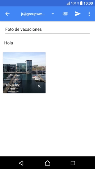Pulsa el icono de envío cuando termines de escribir el correo electrónico. Pulsa el icono de envío cuando termines de escribir el correo electrónico.